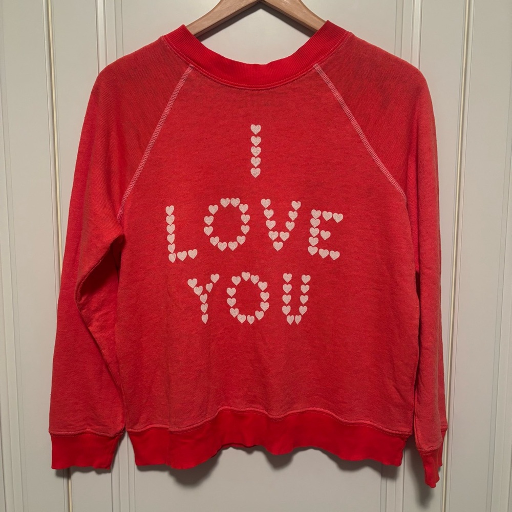 WILDFOX Juicy Red 'I Love You' Women's Graphic Pullover Sweater Size XS